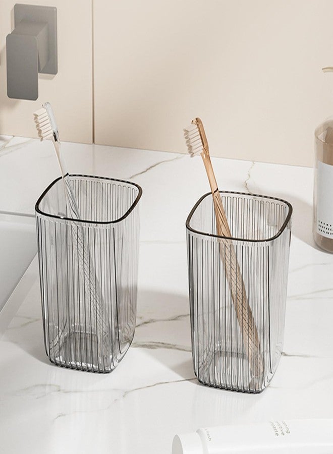 Chchmu Bathroom Toothbrush Cup 2 Pcs Minimalist Tumbler Cup Unbreakable Bathroom Wash Cup Large Capacity Couple Toothbrush Cup & Toothpaste Holder, Drink Cup Set of 2 - Image 1